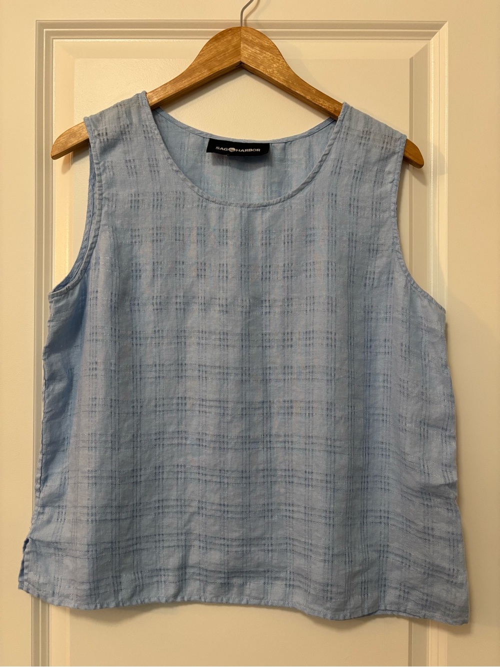 Sag Harbor Light Blue Sleeveless Textured Tank
